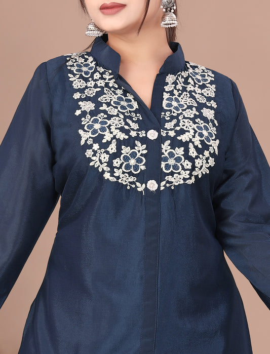 Designer Straight-Cut Kurti with Palazzo Ensemble